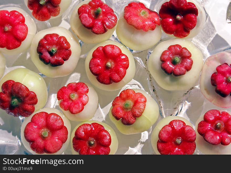 Red and white fresh fruit