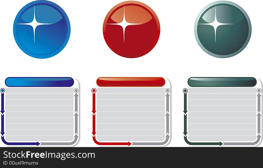 Vector color buttons and menu for internet website. Vector color buttons and menu for internet website