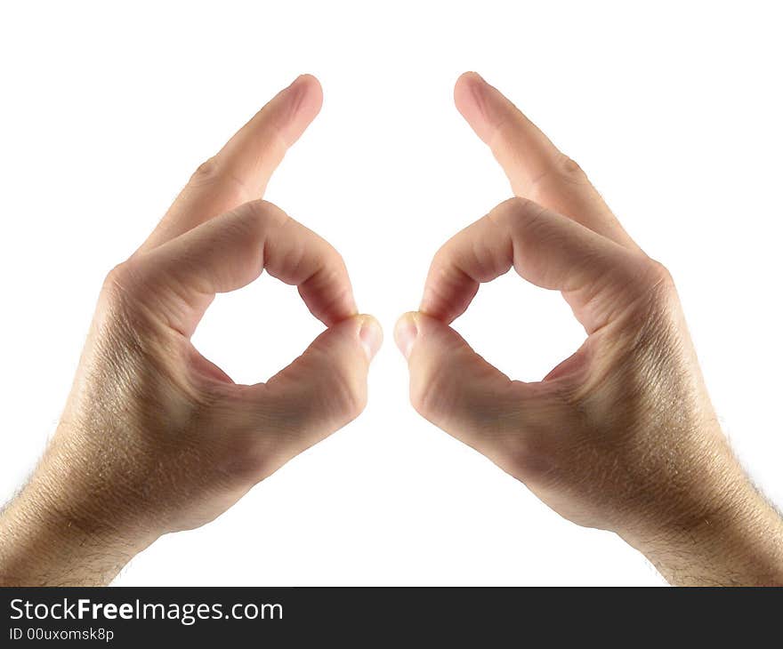 Hand fingers sign isolated on white background