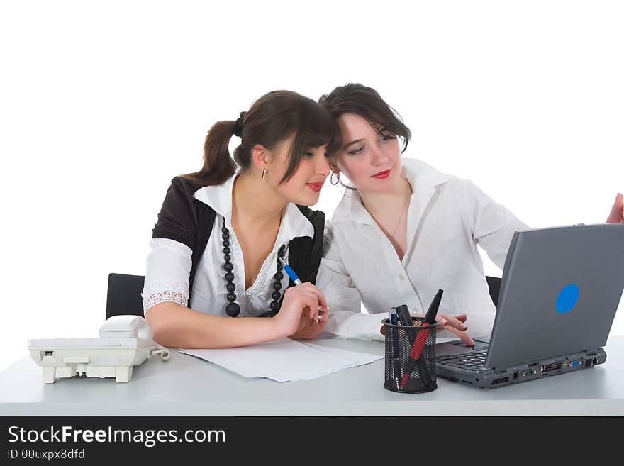 Business women working on isolated background. Business women working on isolated background