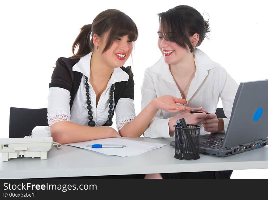 Business women  working on isolated background