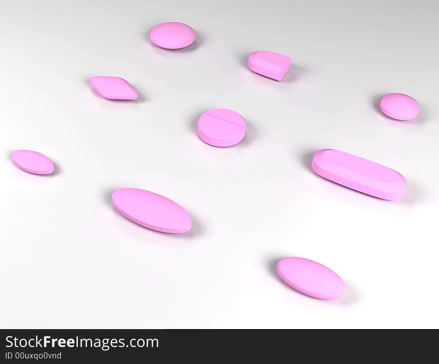 Pills collection with white background