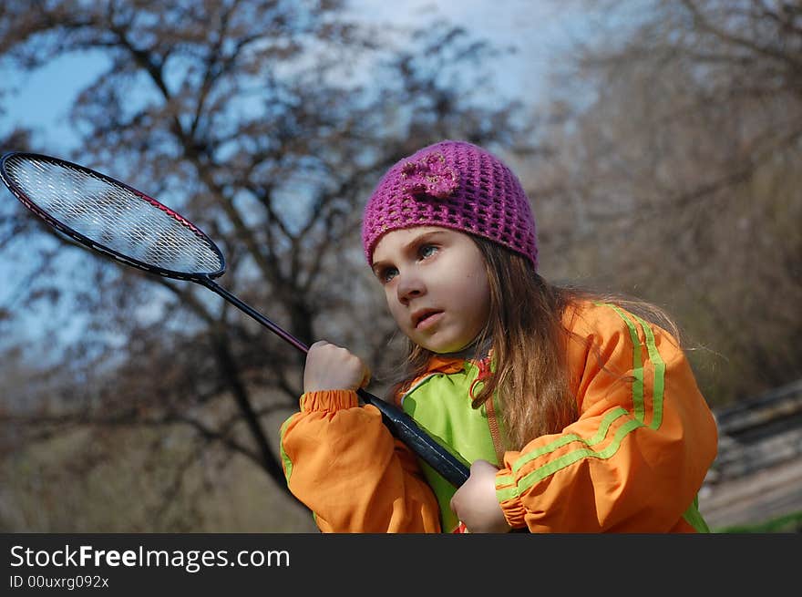 Young badminton player