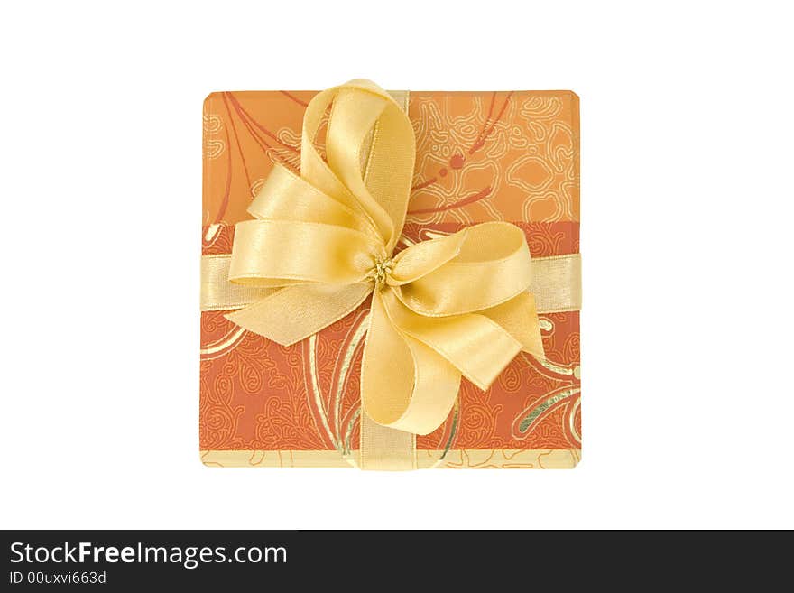 Gift box with ribbon isolated on white background