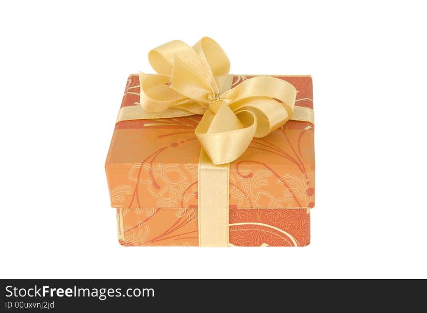 Gift box with ribbon isolated on white background