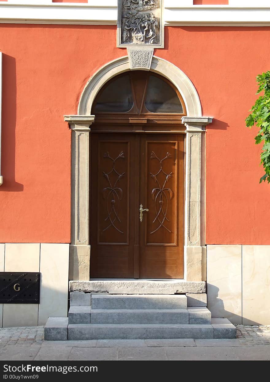 The closed arched doorway of a Church