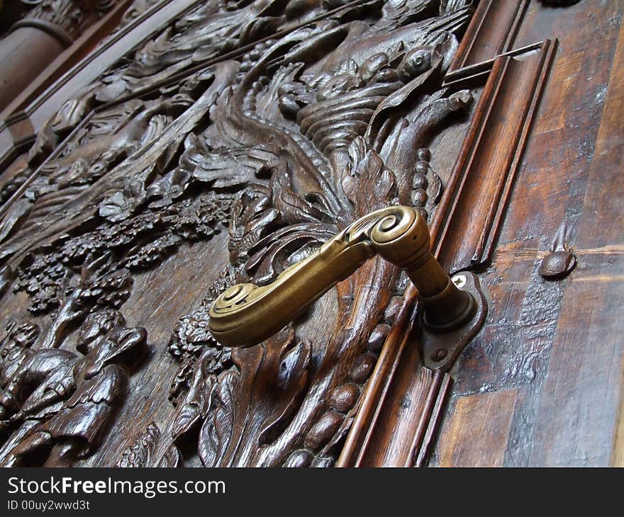 The closed arched doorway of a Church