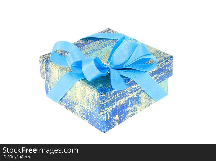 Gift box with ribbon isolated on white background