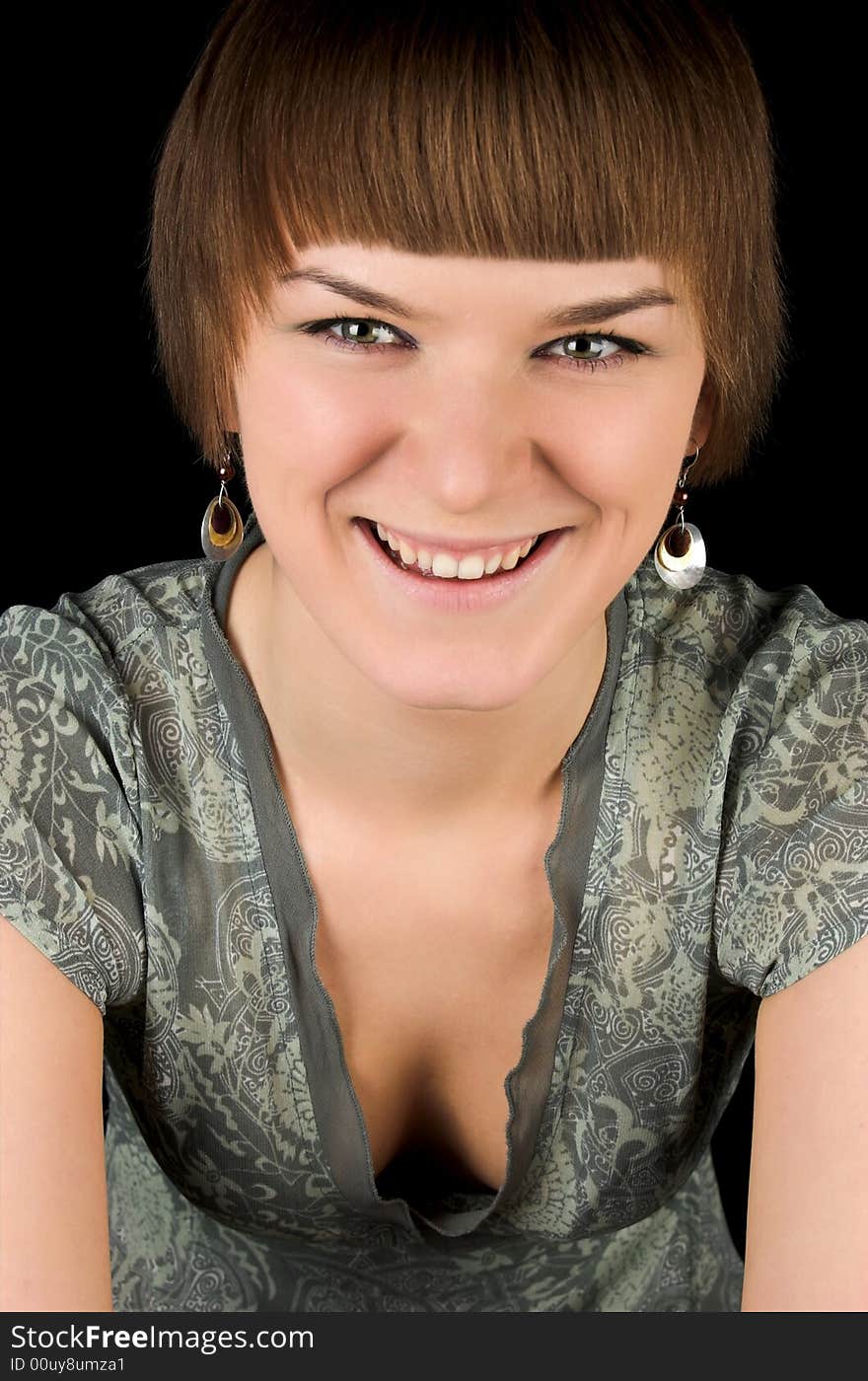 Portrait of beautiful women smiling on black background