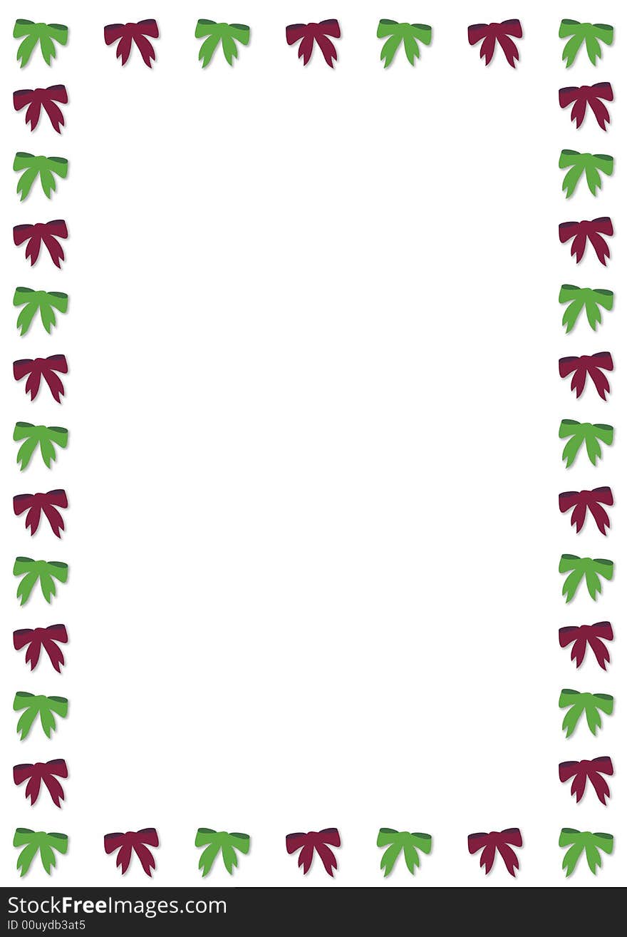 Christmas border of bows on white background. Christmas border of bows on white background