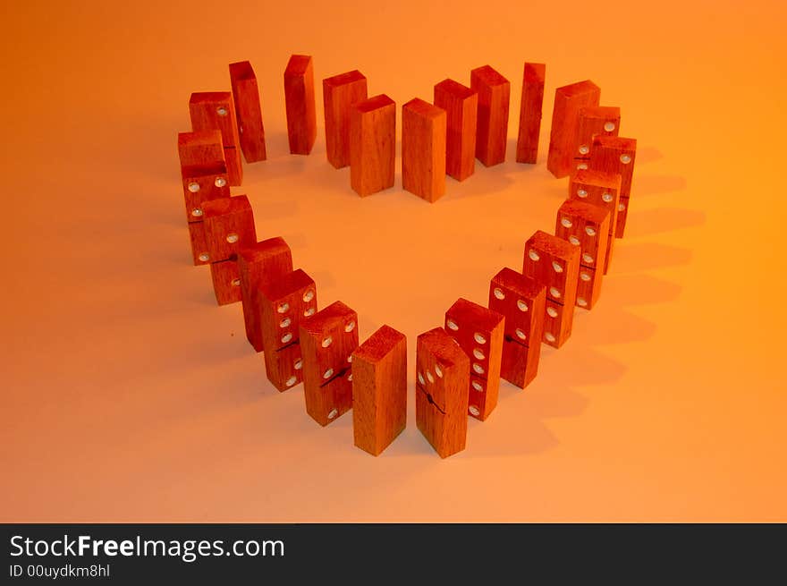 Colored domino heart