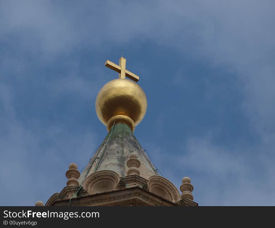 A detail of the globe at the top of the Cuple of Brunelleschi in Florence