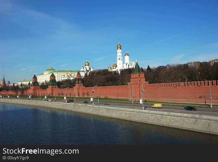 General view at Moscow Kremlin and Moskva river