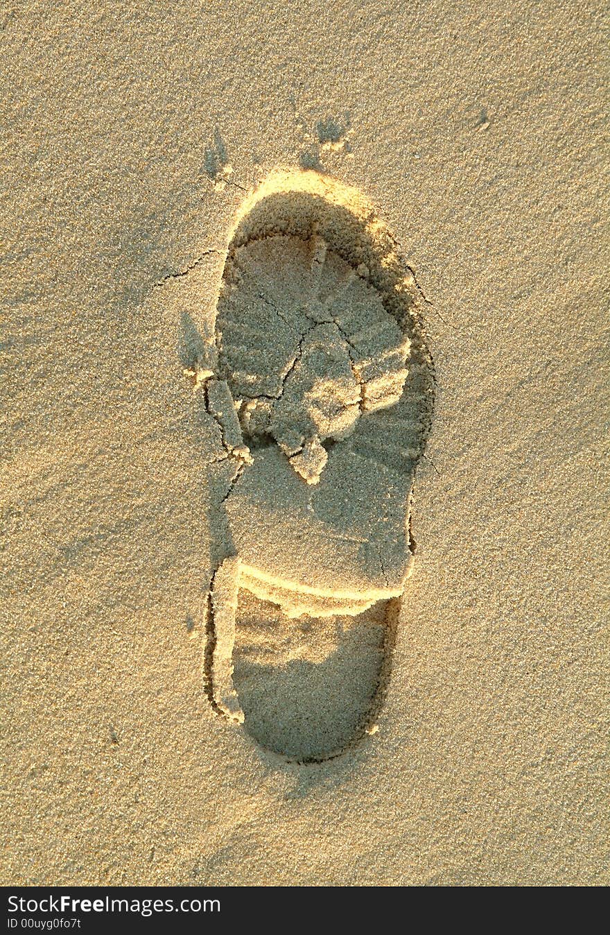 Shoe footprint in beach