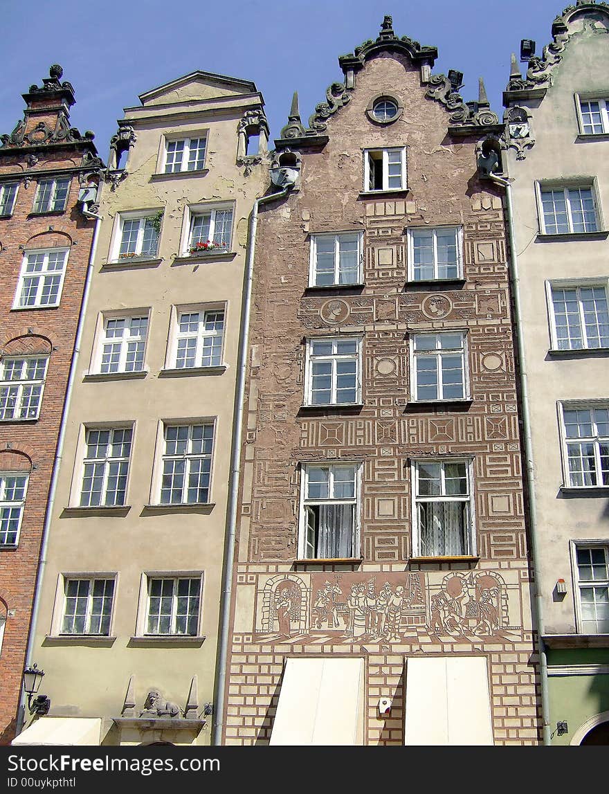 Decorated facades in Gdansk, Poland