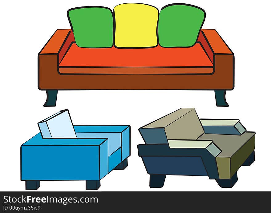 Different sofa designs double and one person seats. Different sofa designs double and one person seats