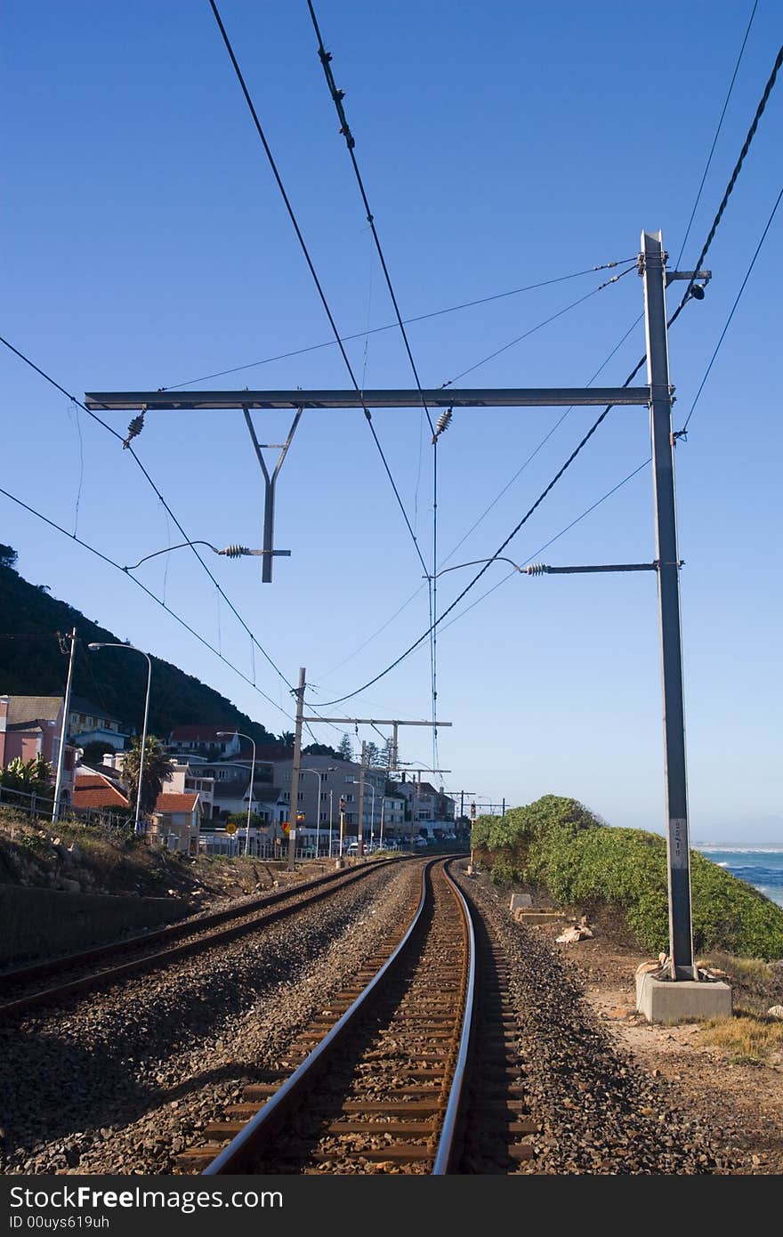 Railway tracks and power lines