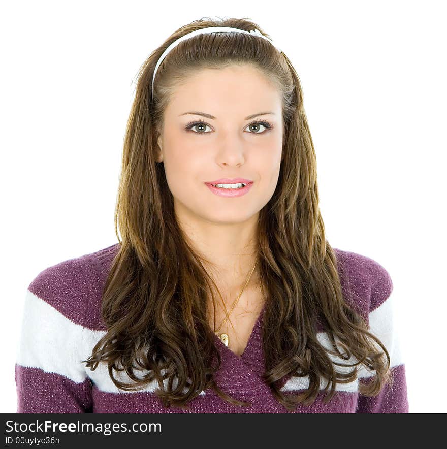 Luxury woman posing on white background