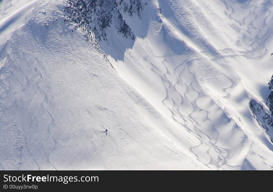 Fresh ski tracks