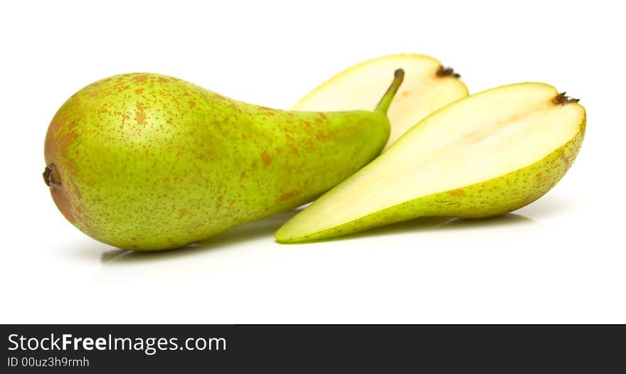 The ripe juicy pears. Isolation on white, shallow DOF. The ripe juicy pears. Isolation on white, shallow DOF.