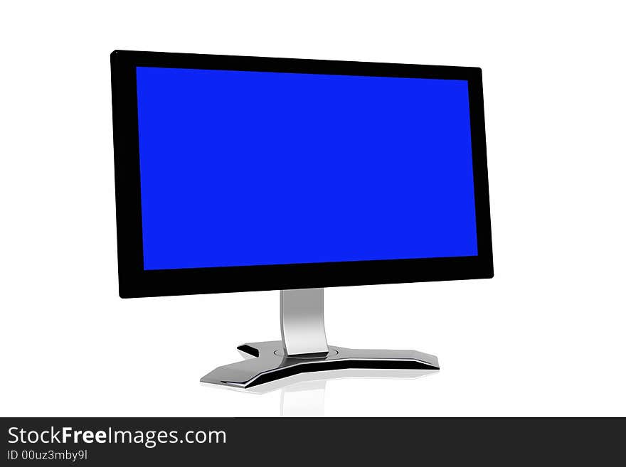 3d monitor isolated in white background