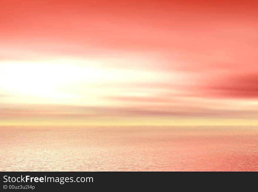 Red sunset sunny sky background