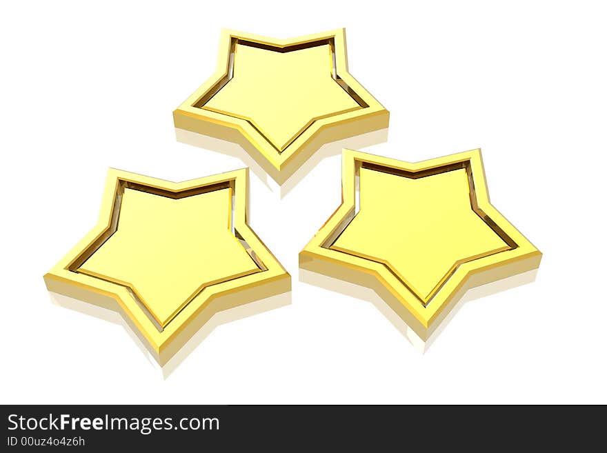 3d stars isolated in white background