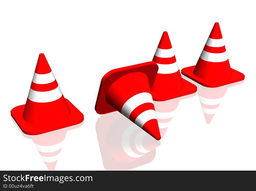 3d traffic cone isolated in white background