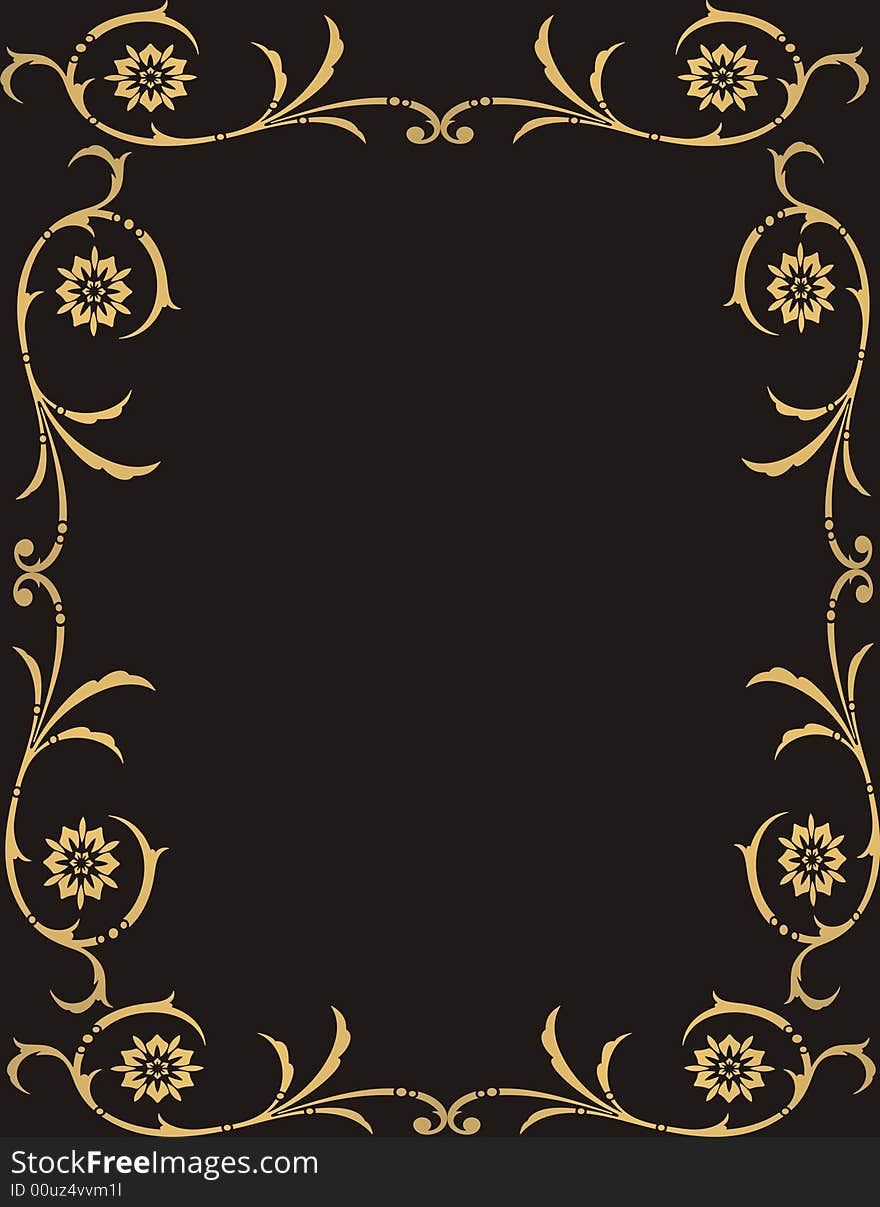 Floral frame on black background