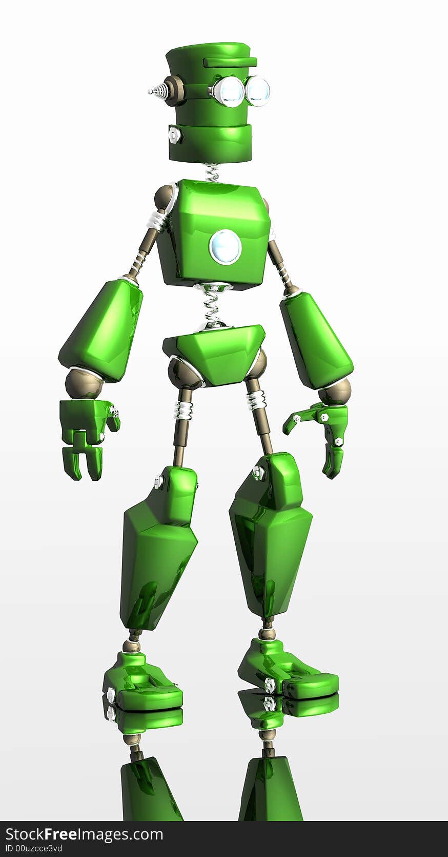 3d render of green robot standing tall