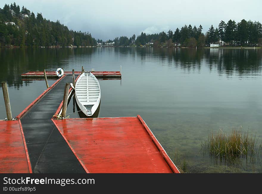 Dragon boat docked by the lake in Nanaimo, BC. Dragon boat docked by the lake in Nanaimo, BC