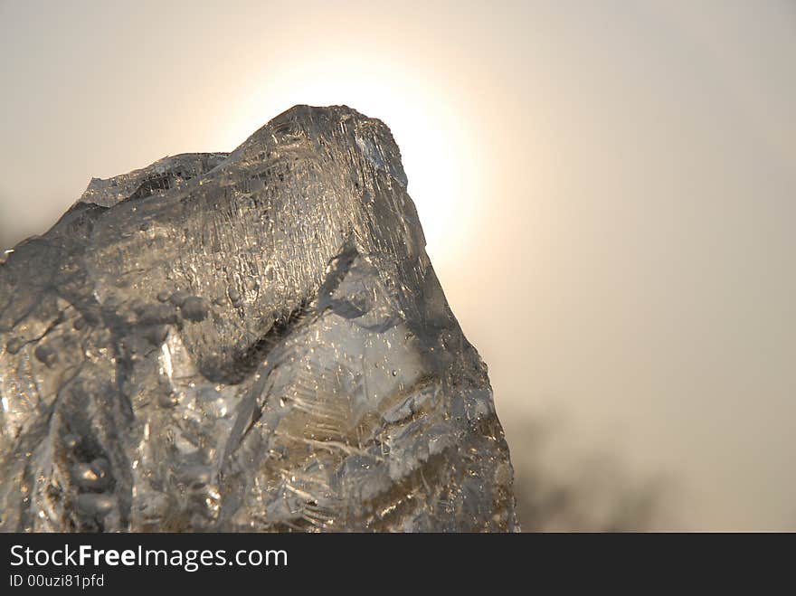 Isolated ice with yellow background