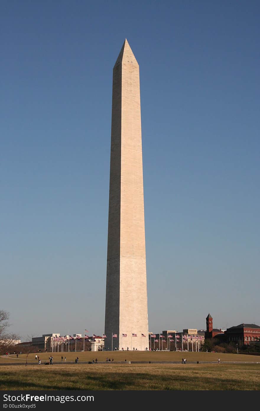 Washington monument on the  Mall in Washington DC