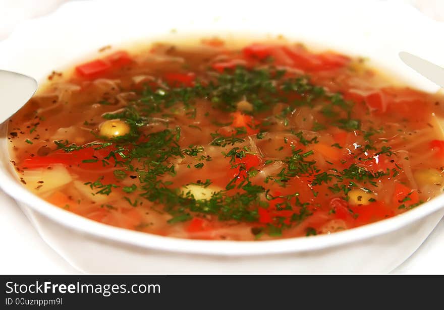 Borshch With A Fresh Parsley