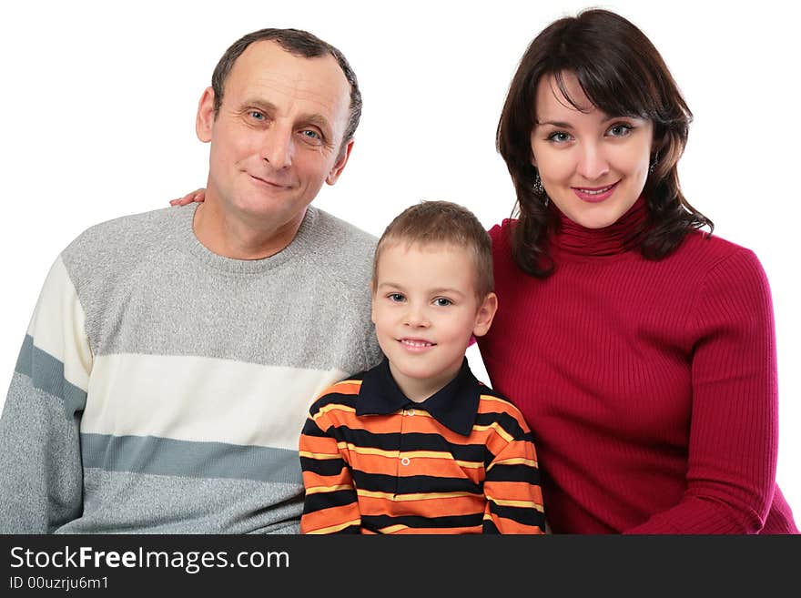 GrandFather, Mother, son  on white