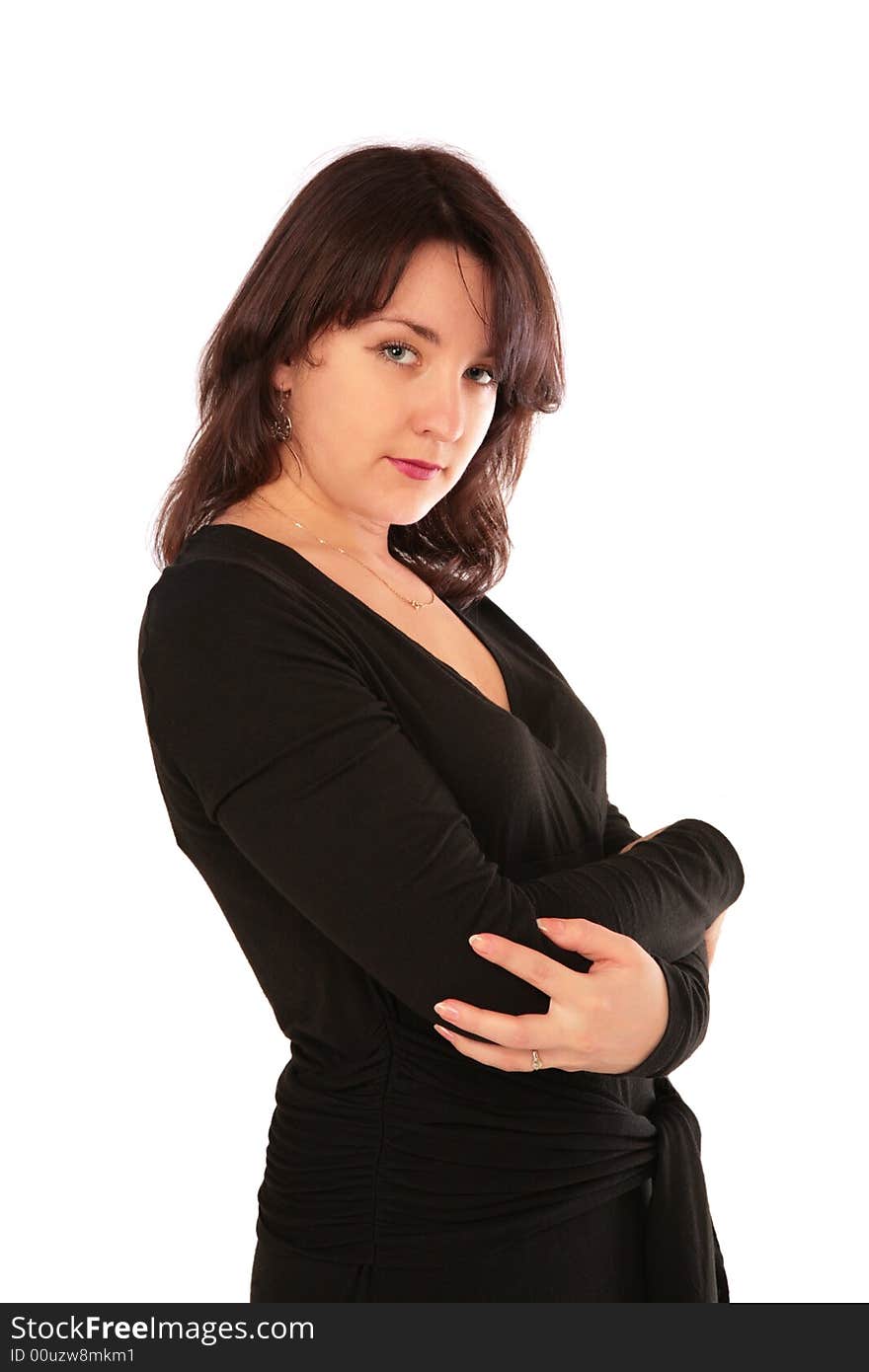 Young woman in black dress