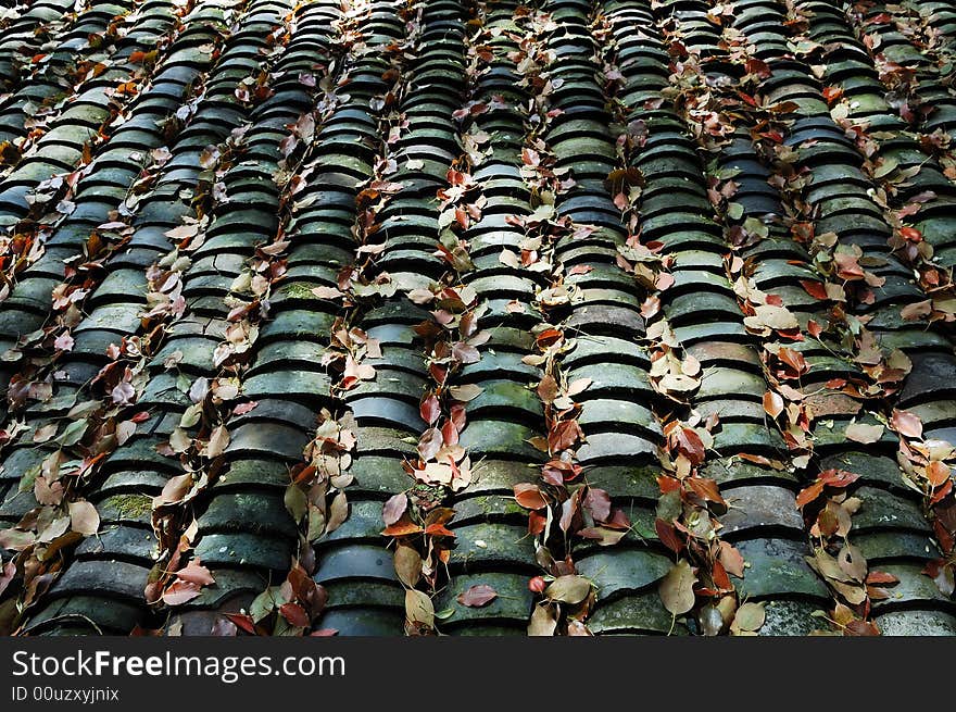 Tiles roof of the old house,China Southern village.