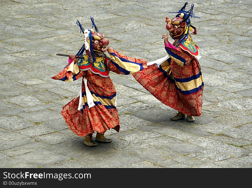 Tsechu festival dance of the death. Tsechu festival dance of the death.