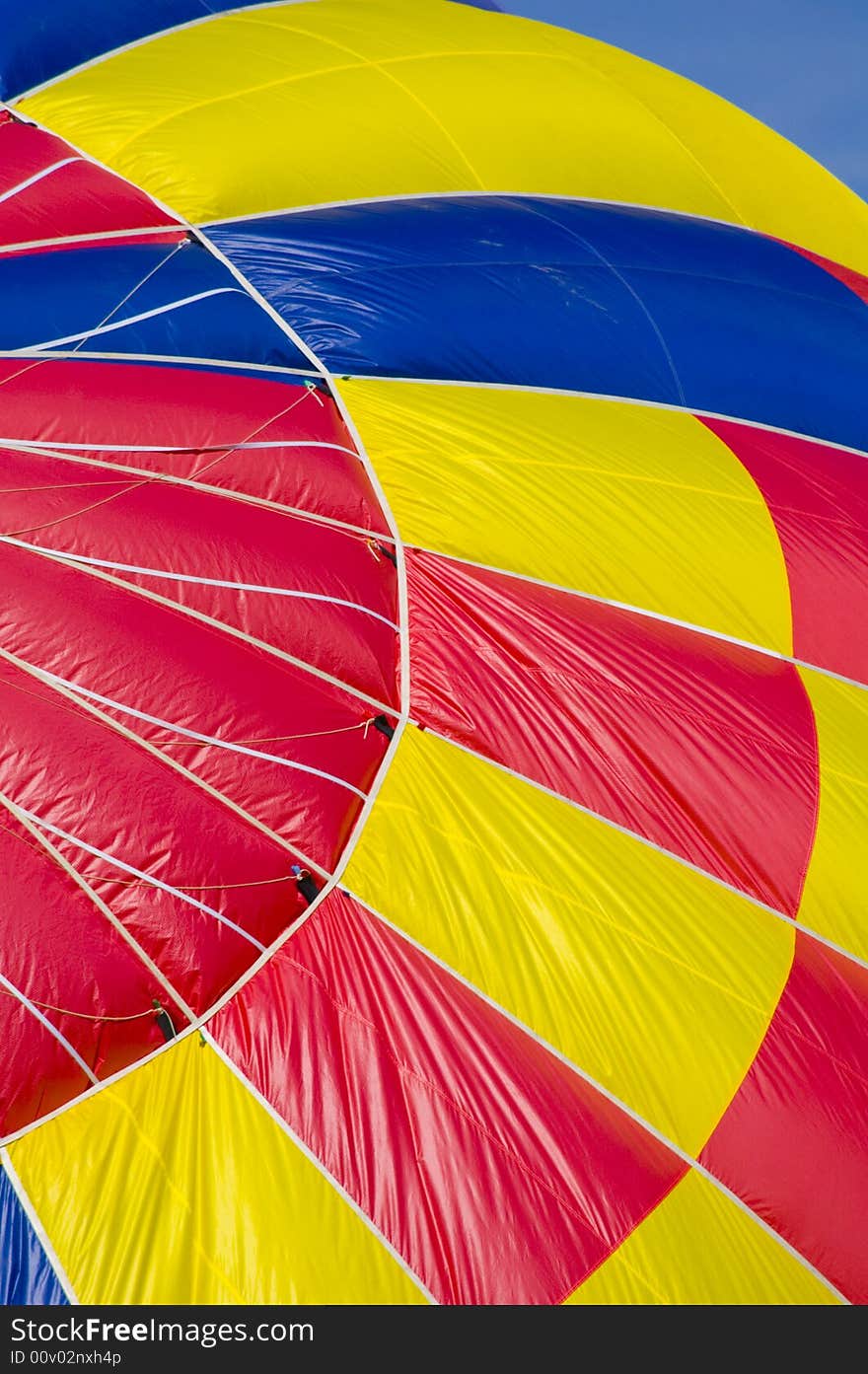 Hot air is pressed in the top of the hot air balloon. Hot air is pressed in the top of the hot air balloon