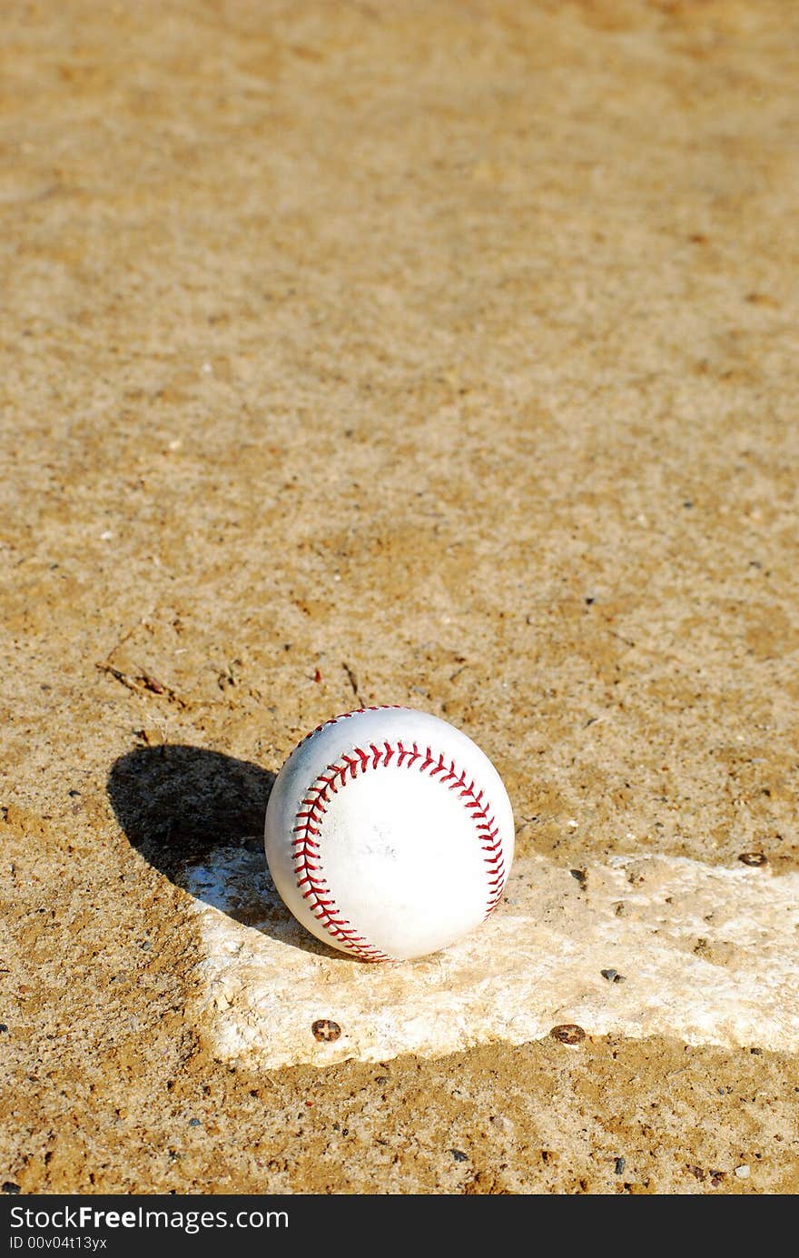 Baseball on a pitching mound. Baseball on a pitching mound