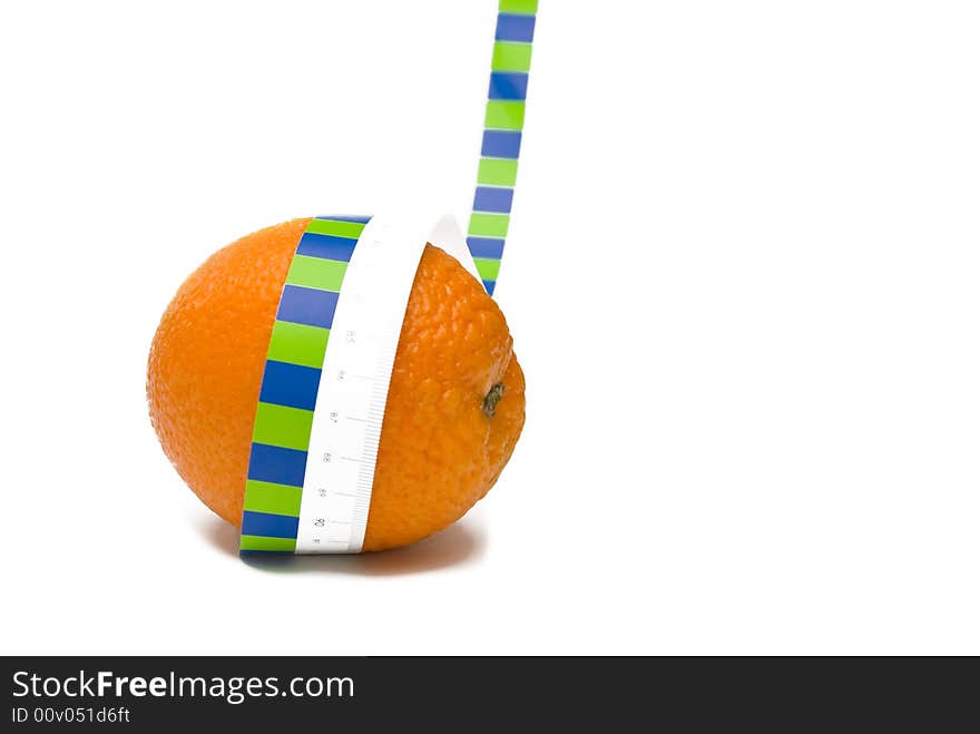 Orange and tape measure isolated