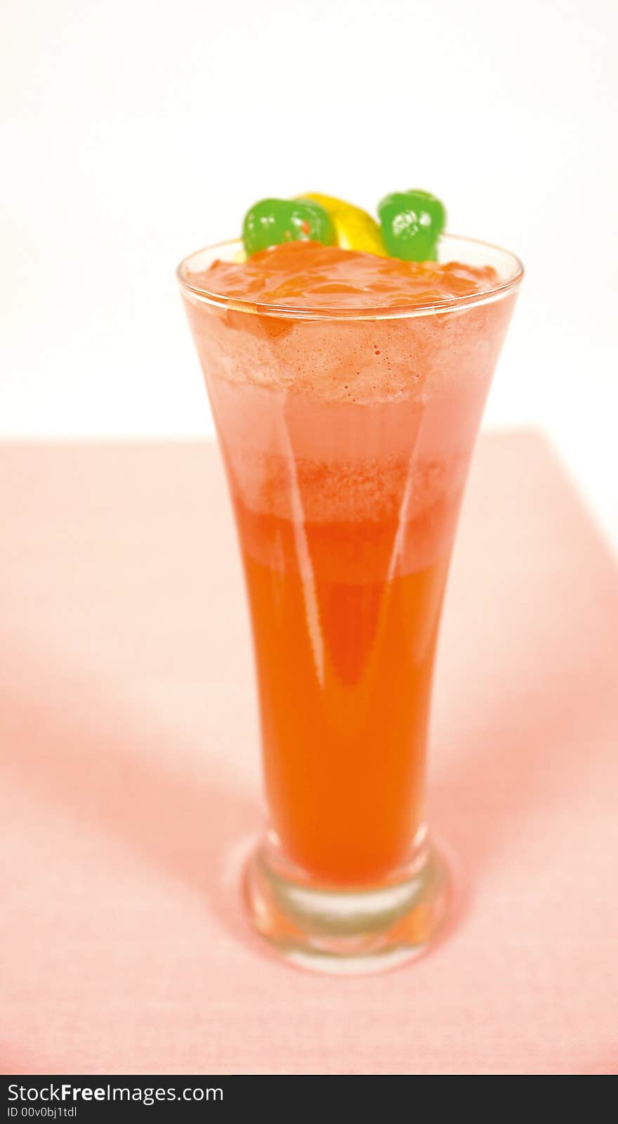 Strawberry cocktail with ice and sugar