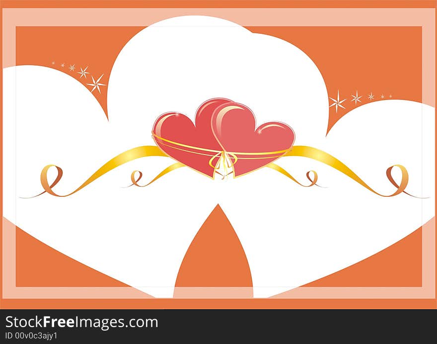 Vector picture of two hearts with tapes. Vector picture of two hearts with tapes