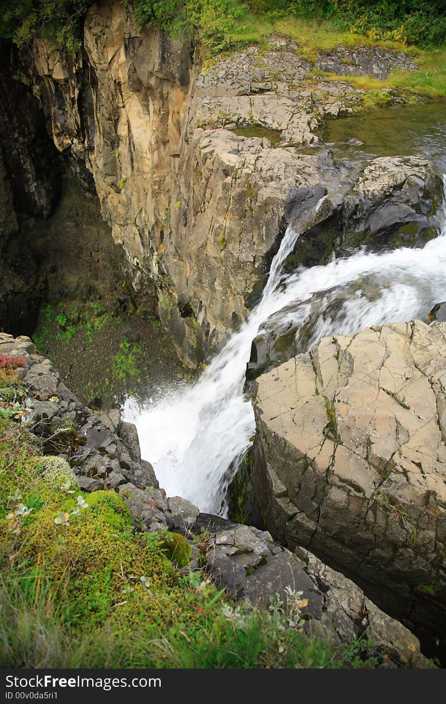 Small waterfall Skaftafell National Park Iceland