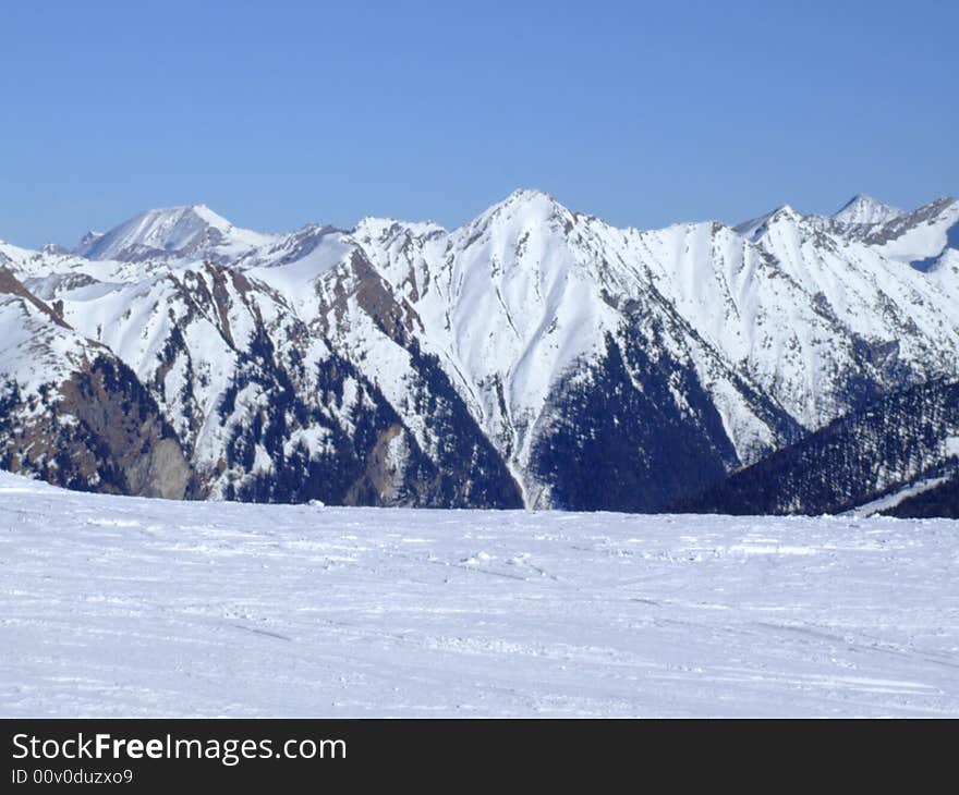 The Austrian Alps, skiamade region (winter)