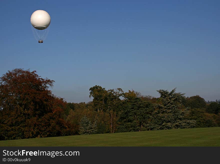 White Hot Air Ballon In The Air