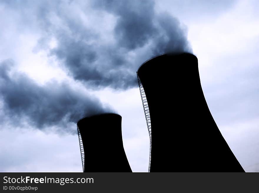 Chimneys of power station,homochromy