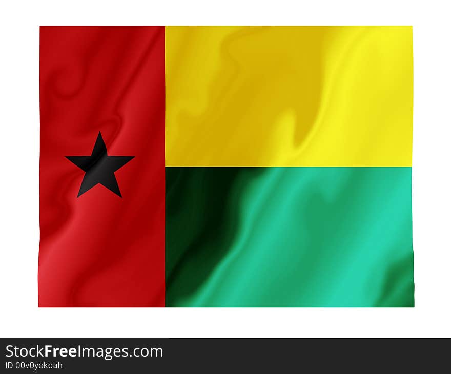 Fluttering image of the Guinea Bissau national flag. Fluttering image of the Guinea Bissau national flag