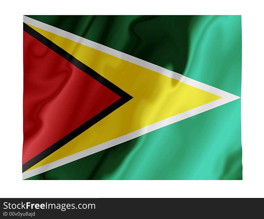 Fluttering image of the Guyana national flag. Fluttering image of the Guyana national flag