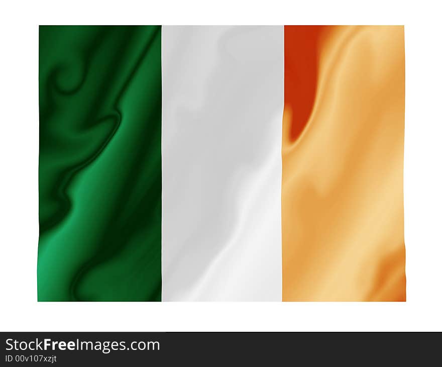 Fluttering image of the Irish national flag. Fluttering image of the Irish national flag